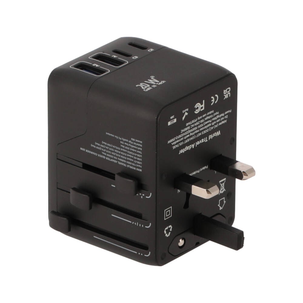 หัวแปลงปลั๊กไฟ FOX Universal Travel Adapter 20W Black