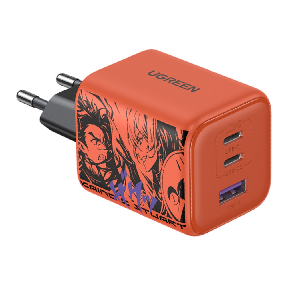UGREEN X ROV อะแดปเตอร์ Wall Charger 1 USB-A / 2 USB-C (PD45W) GaN Tech Orange (65574)