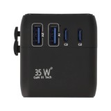 หัวแปลงปลั๊กไฟ FOX Universal Travel Adapter 35W Black