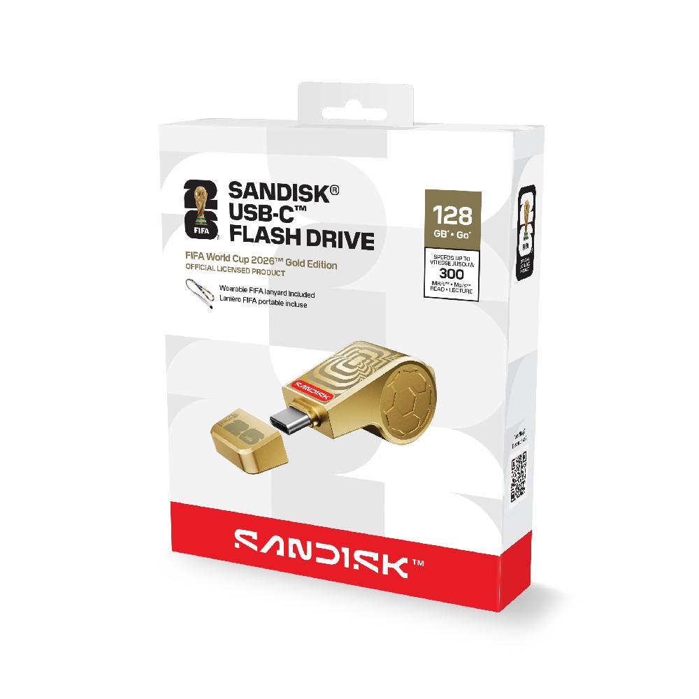 แฟลชไดร์ฟ SanDisk FIFA World Cup 2026 USB Drive Type-C 128GB (SDCZIA-128G-G46GLD) Gold Edition