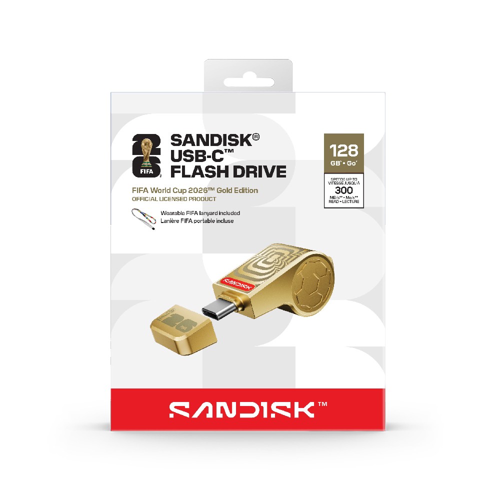 แฟลชไดร์ฟ SanDisk FIFA World Cup 2026 USB Drive Type-C 128GB (SDCZIA-128G-G46GLD) Gold Edition