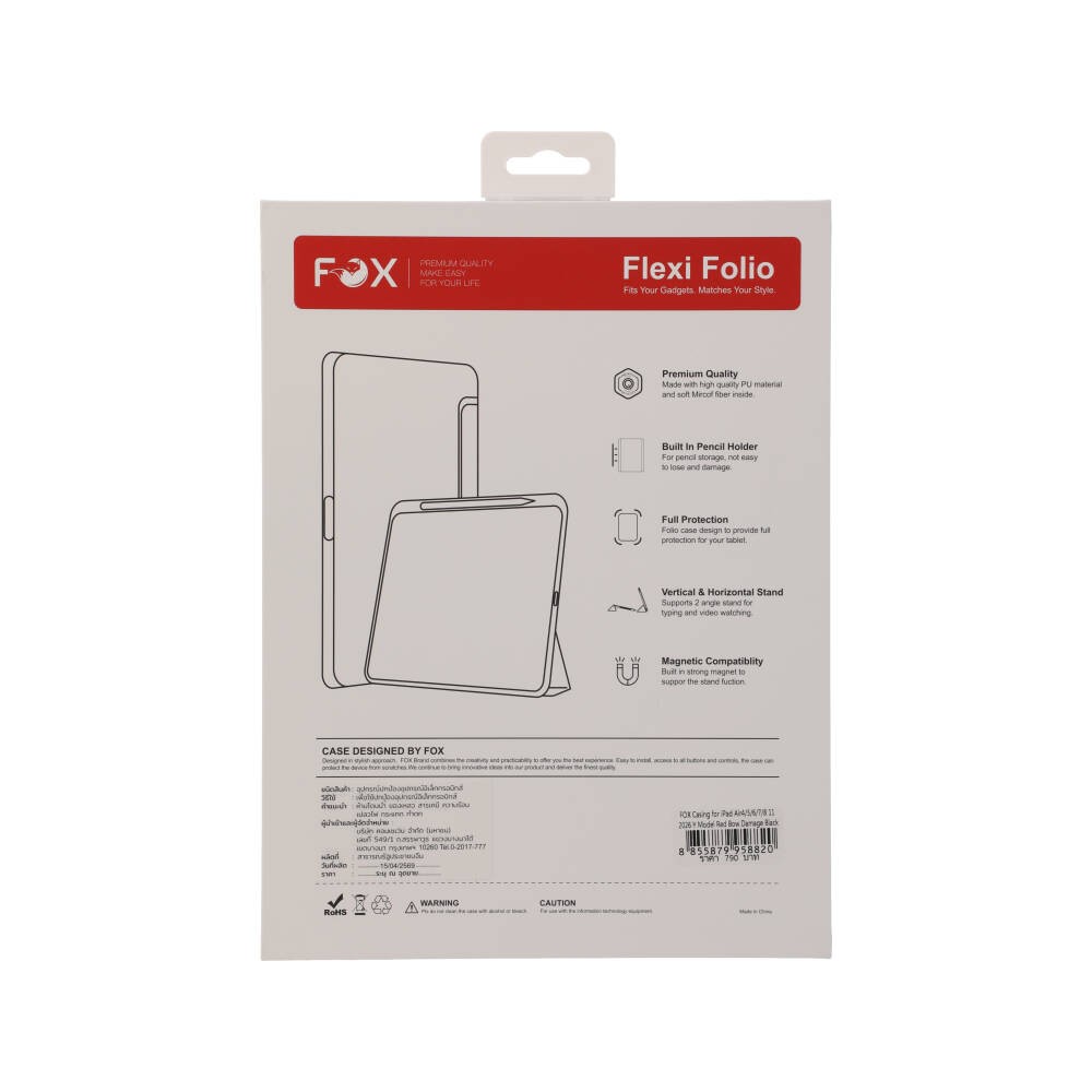 เคส FOX iPad Air4/5/6/7/8 11 2026 Y Model Red Bow Damage Black