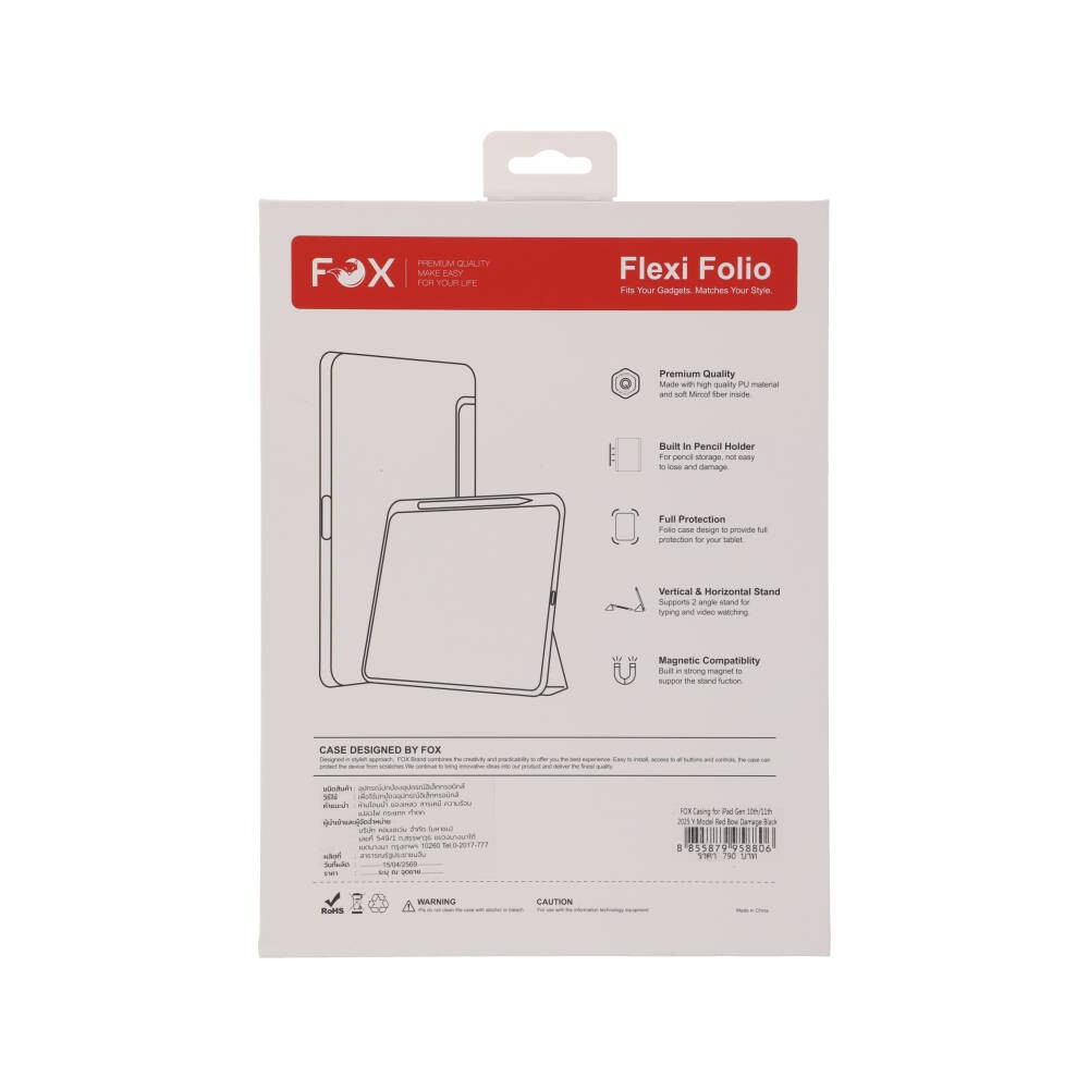 เคส FOX iPad Gen 10th/11th 2025 Y Model Red Bow Damage Black