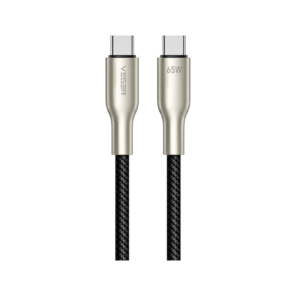 สายชาร์จ VEGER USB-C to USB-C Braided 65W DATA 1.2M Black (VU-CC22)