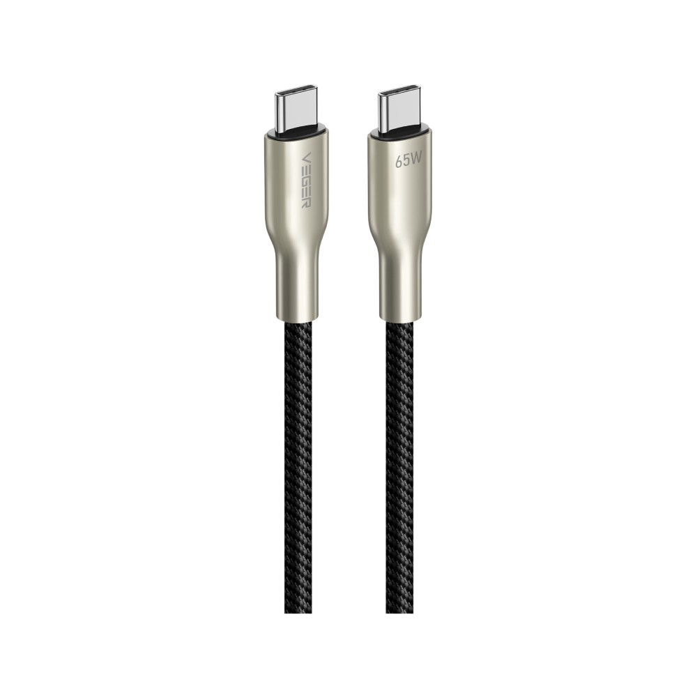 สายชาร์จ VEGER USB-C to USB-C Braided 65W DATA 1.2M Black (VU-CC22)