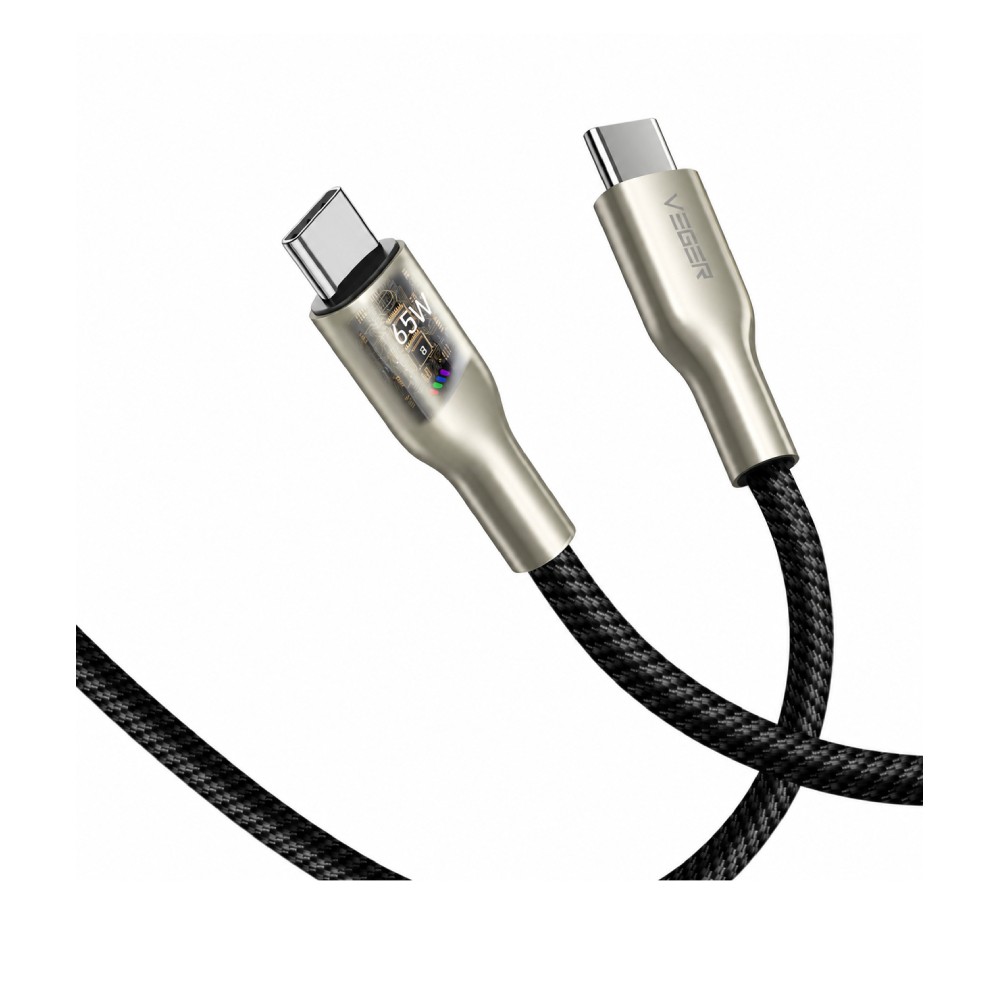 สายชาร์จ VEGER USB-C to USB-C Braided 65W DATA 1.2M Black (VU-CC22)