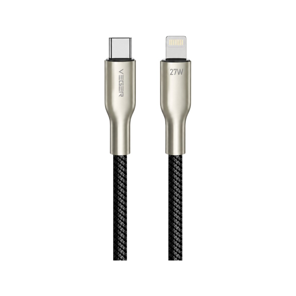 สายชาร์จ VEGER USB-C to Lightning Braided 27W DATA 1.2M Black (VU-CL22)
