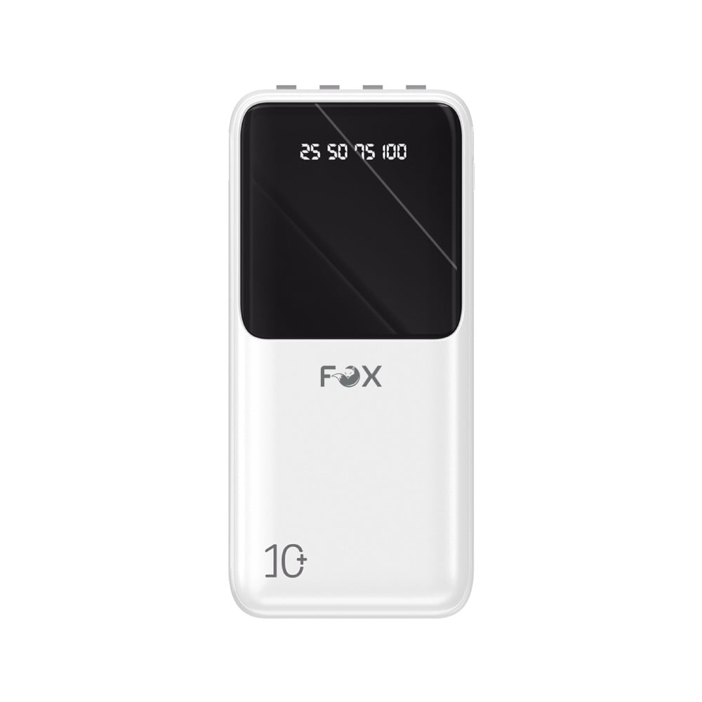 พาวเวอร์แบงค์ FOX 10,000 mAh with Built-in Cable LED Display AG1001 (CCC) White