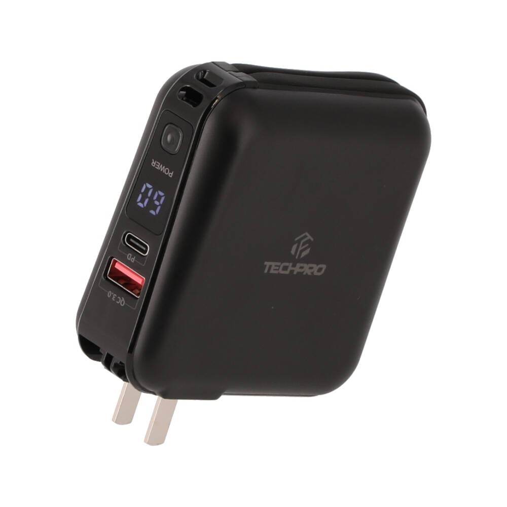 พาวเวอร์แบงค์ TECHPRO 15,000 mAh Built-in Cable BC19 N (CCC) Black