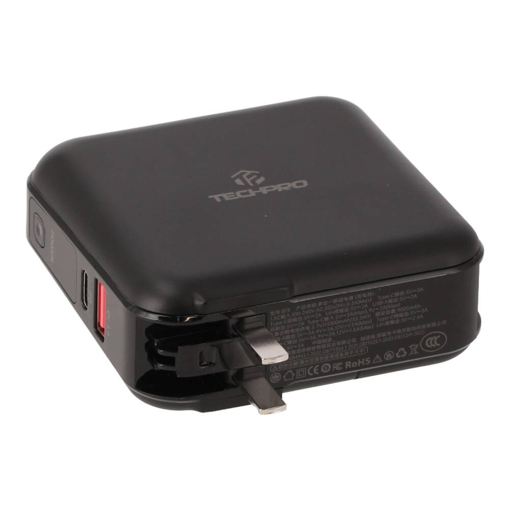 พาวเวอร์แบงค์ TECHPRO 15,000 mAh Built-in Cable BC19 N (CCC) Black