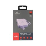 พาวเวอร์แบงค์ TECHPRO 15,000 mAh Built-in Cable BC19 N (CCC) Purple