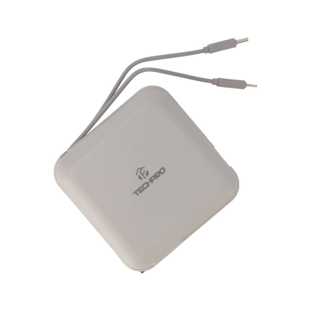 พาวเวอร์แบงค์ TECHPRO 15,000 mAh Built-in Cable BC19 N (CCC) Titanium Gray