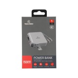 พาวเวอร์แบงค์ TECHPRO 15,000 mAh Built-in Cable BC19 N (CCC) Titanium Gray