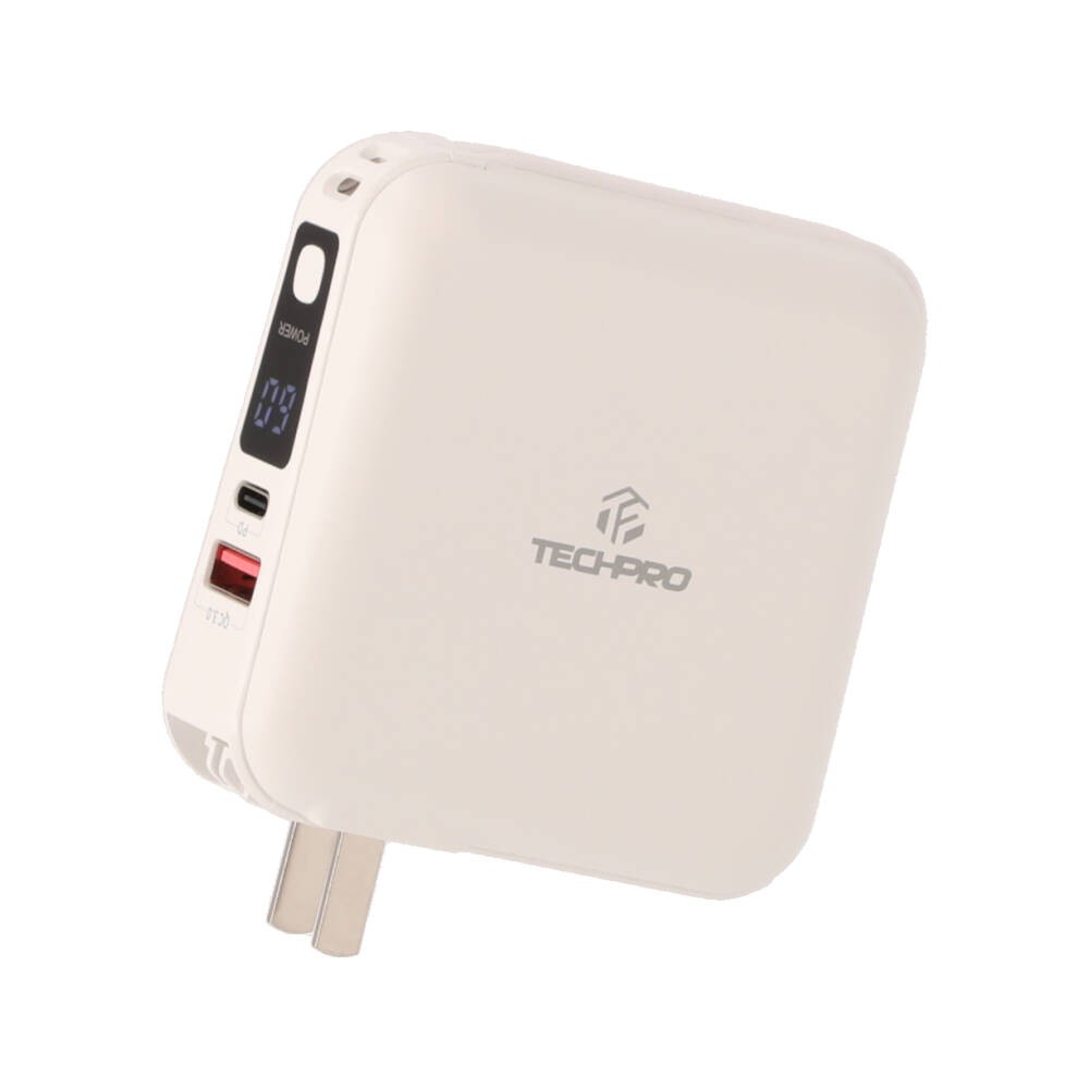 พาวเวอร์แบงค์ TECHPRO 15,000 mAh Built-in Cable BC19 N (CCC) White