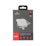 พาวเวอร์แบงค์ TECHPRO 15,000 mAh Built-in Cable BC19 N (CCC) White