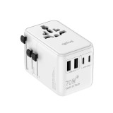 หัวแปลงปลั๊กไฟ QPLUS Universal Travel 70W Built In Cable 1006SDVW White
