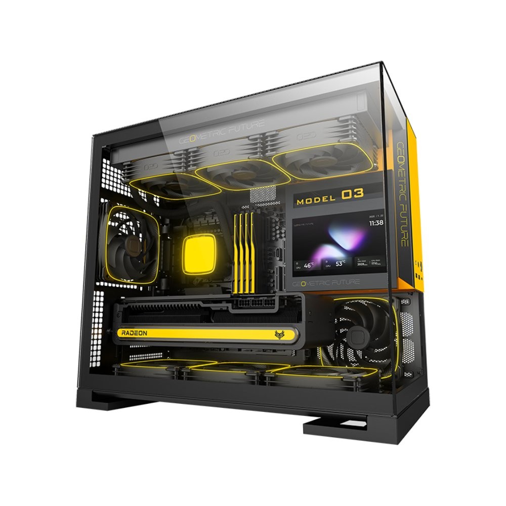 เคสคอมพิวเตอร์ GEOMETRIC FUTURE Model3 Black/Yellow (GF-CGC-MODEL3KY)