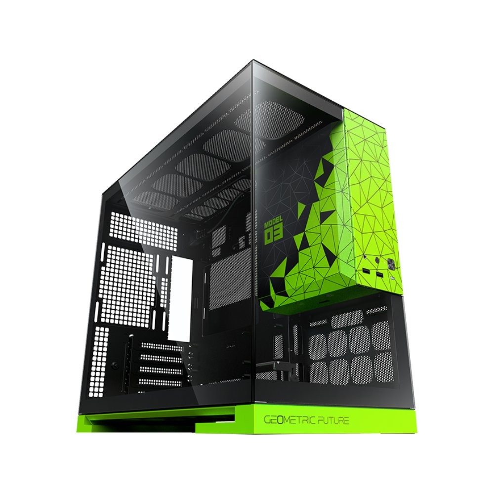 เคสคอมพิวเตอร์ GEOMETRIC FUTURE Model3 Black/Green (GF-CGC-MODEL3KGN)