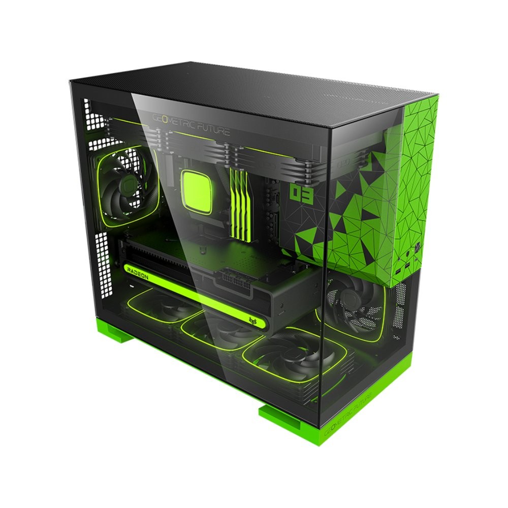 เคสคอมพิวเตอร์ GEOMETRIC FUTURE Model3 Black/Green (GF-CGC-MODEL3KGN)