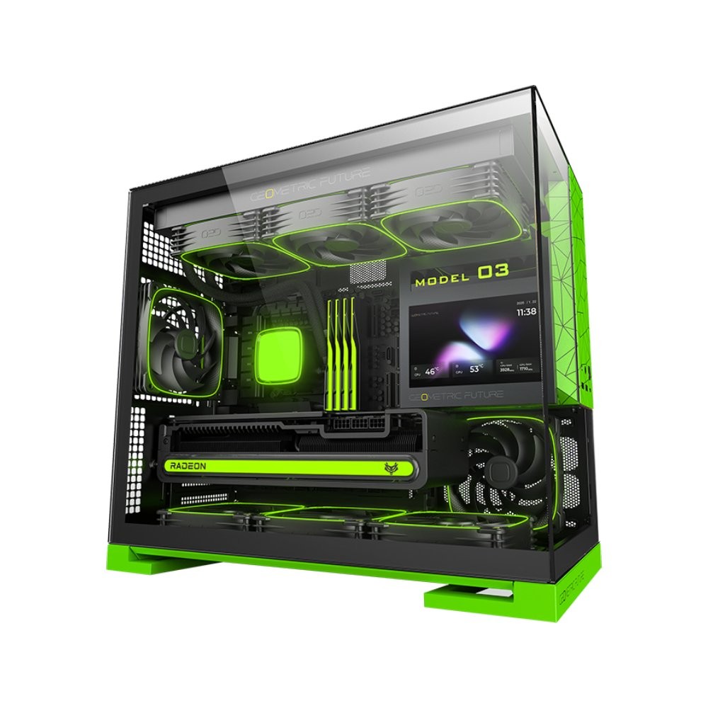 เคสคอมพิวเตอร์ GEOMETRIC FUTURE Model3 Black/Green (GF-CGC-MODEL3KGN)