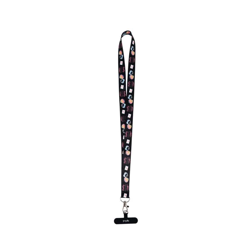 QPLUS x KAKAO Friends สายคล้องโทรศัพท์ Fluffy Ribbon Club Crossbody Strap Black