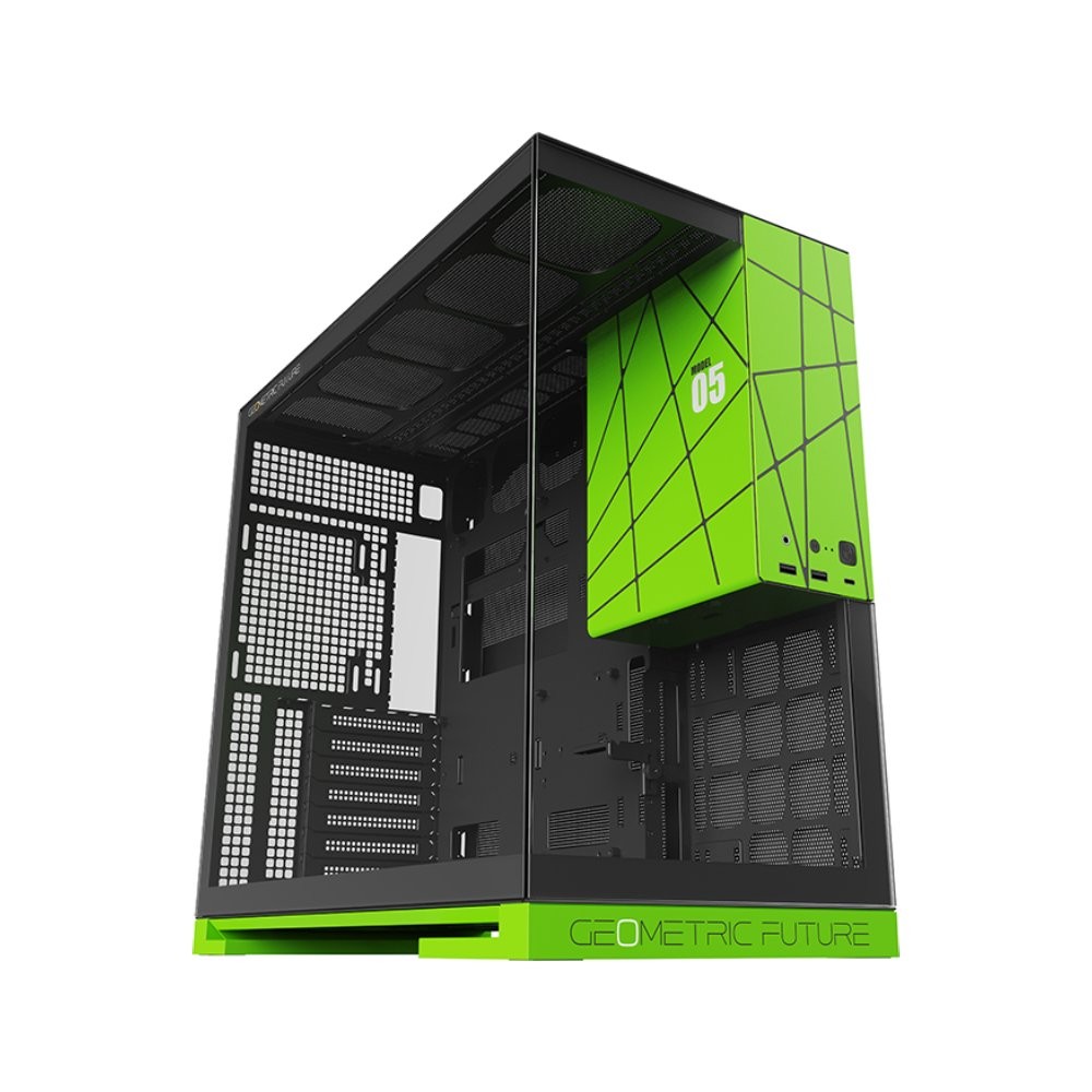 เคสคอมพิวเตอร์ GEOMETRIC FUTURE Model5 Black/Green (GF-CGC-MODEL5KGN)