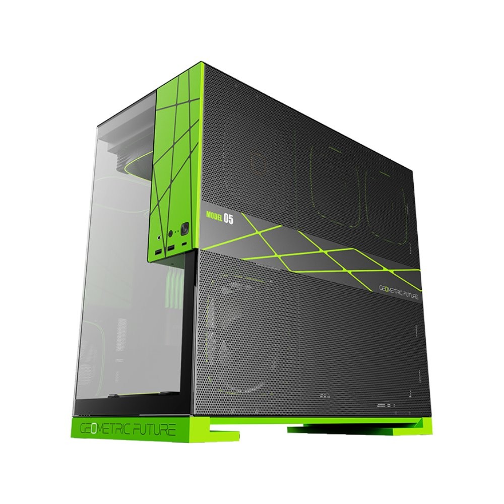 เคสคอมพิวเตอร์ GEOMETRIC FUTURE Model5 Black/Green (GF-CGC-MODEL5KGN)