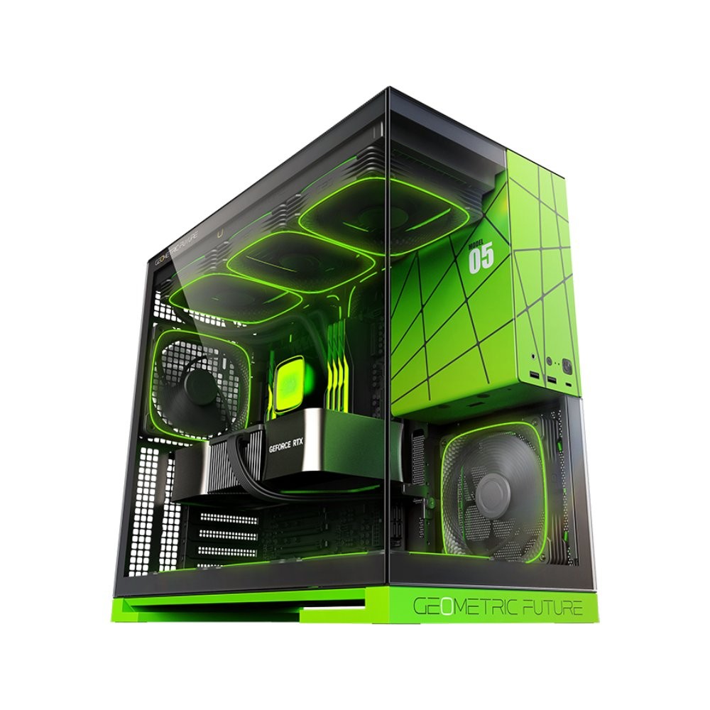 เคสคอมพิวเตอร์ GEOMETRIC FUTURE Model5 Black/Green (GF-CGC-MODEL5KGN)