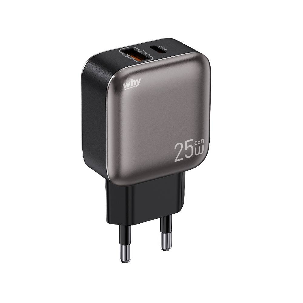 อะแดปเตอร์ WHY Wall USB Charger 1 USB-A / 1 USB-C (PD25W) Gray (WC-3442)