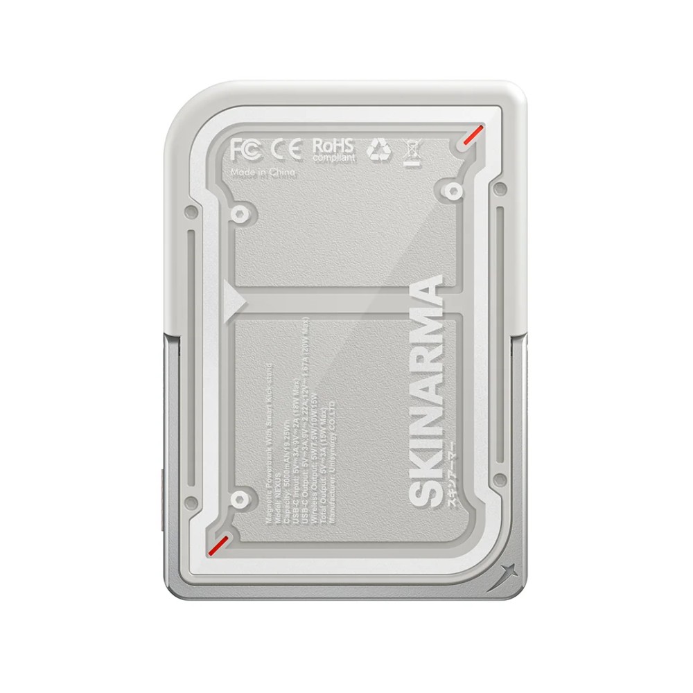พาวเวอร์แบงค์ Skinarma 5,000 mAh 20W Magnetic Wireless Kick-Stand NEXUS Mecha Light Gray