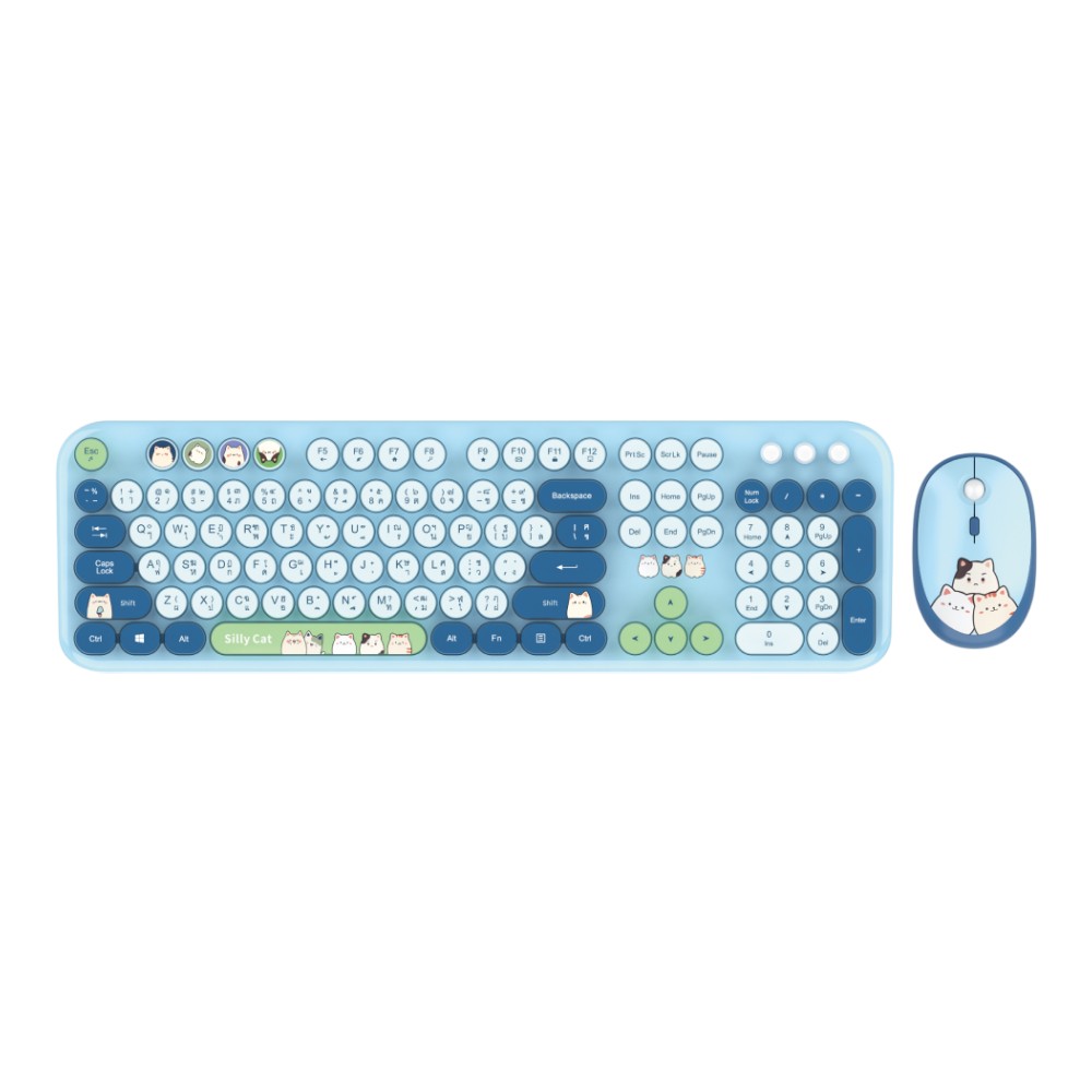 เมาส์และคีย์บอร์ด MOFii SILLY CAT FULL SIZE BLUE (TH/EN)