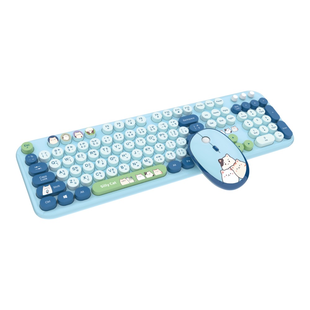 เมาส์และคีย์บอร์ด MOFii SILLY CAT FULL SIZE BLUE (TH/EN)