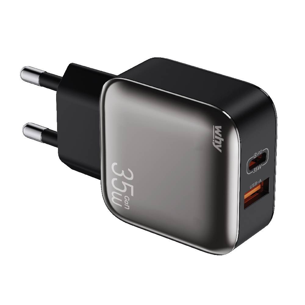 อะแดปเตอร์ WHY Wall USB Charger 1 USB-A / 1 USB-C (PD35W) Gray (WC-3452)