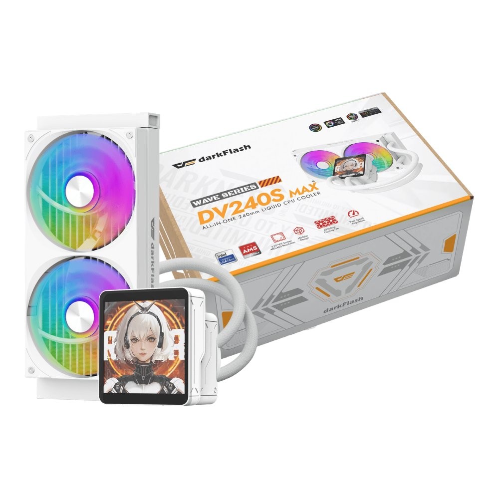 ชุดระบายความร้อนซีพียู DARKFLASH DV240S MAX CPU Liquid Cooler White (DF-AIO-DV240SMAX-W)