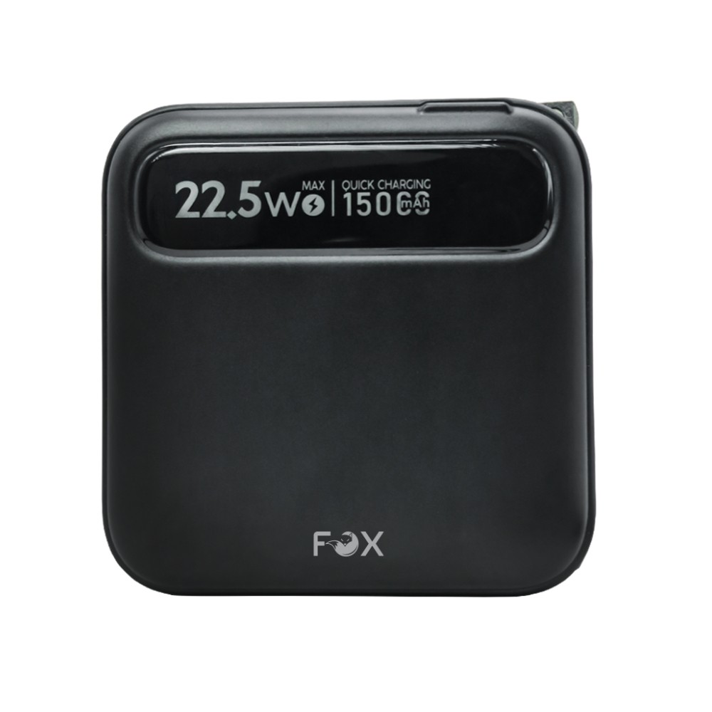 พาวเวอร์แบงค์ FOX 15,000 mAh LED Display Built-In Cable 3-in-1 22.5W UP1501 (CCC) Black