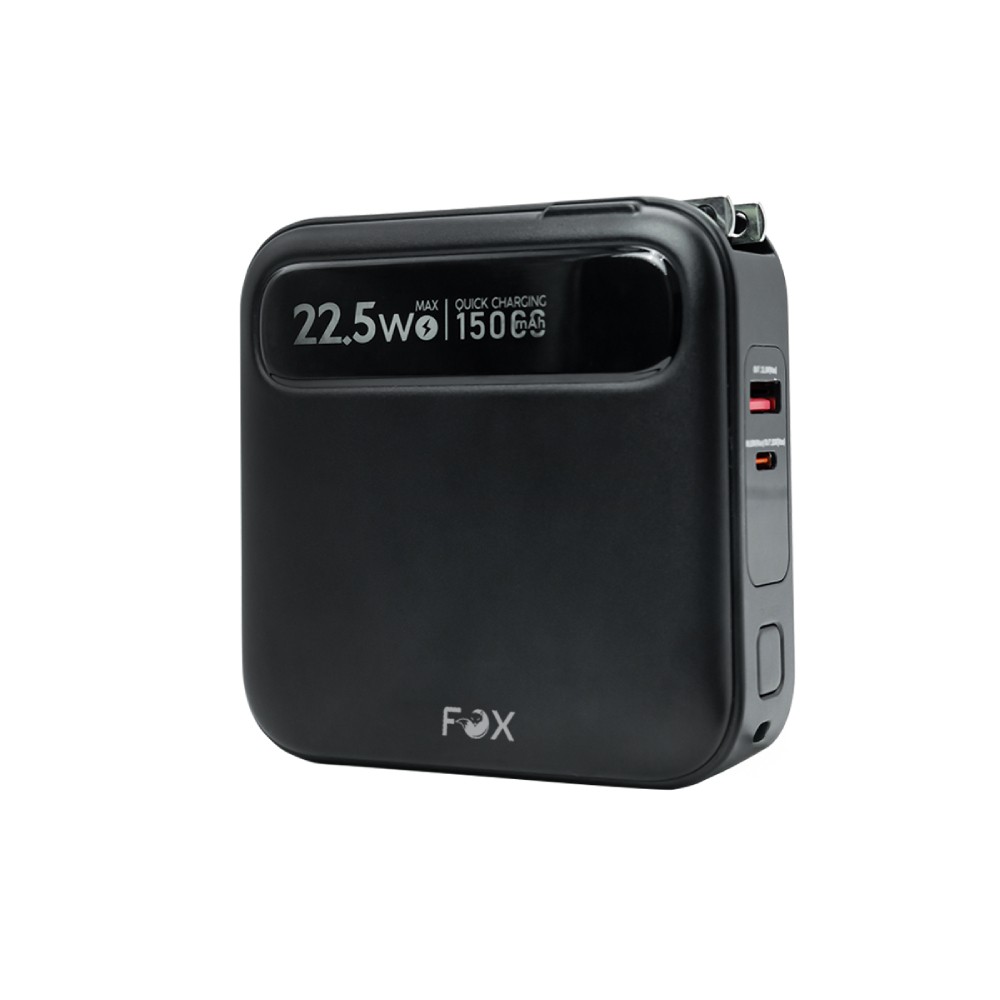 พาวเวอร์แบงค์ FOX 15,000 mAh LED Display Built-In Cable 3-in-1 22.5W UP1501 (CCC) Black