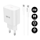 อะแดปเตอร์พร้อมสายชาร์จ QPLUS Wall USB Charger 1 USB-C (PD20W) + USB-C to Lightning Cable 1M. White (AP21) (TISI)