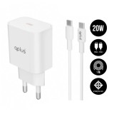 อะแดปเตอร์พร้อมสายชาร์จ QPLUS Wall USB Charger 1 USB-C (PD20W) + USB-C to USB-C Cable 1M. White (AP21) (TISI)