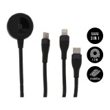 สายชาร์จ Blue Box 3-in-1 USB-C to USB-C / Lightning / Apple Watch Fast Charger Cable 1M. Black (BB-C08)
