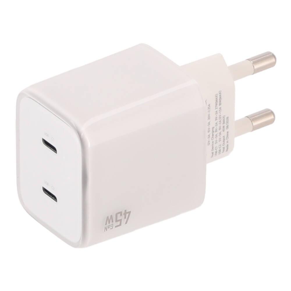 อะแดปเตอร์ TITANV Wall USB Charger 2 USB-C (45W) GaN White GS-45 (A4506)