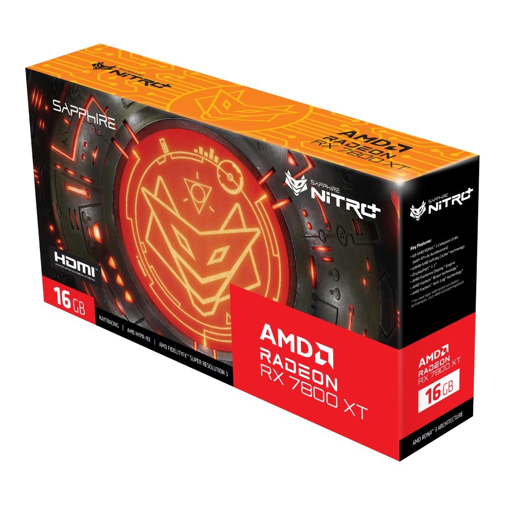 การ์ดจอ SAPPHIRE NITRO+ AMD RADEON RX 7800 XT GAMING OC 16GB GDDR6 256-bit