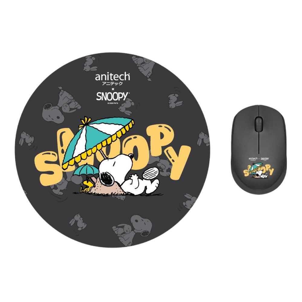 Anitech X Snoopy เมาส์ไร้สาย + แผ่นรองเมาส์ (SNP-WMP01-BK) Black