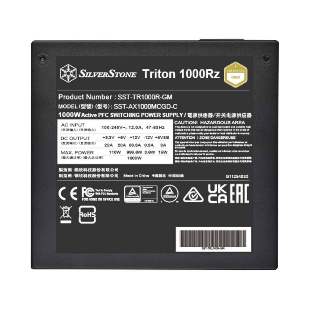 พาวเวอร์ซัพพลาย SILVERSTONE Triton 1000Rz Cybenetics Gold 1000W PCIe 5 (SST-TR1000R-GM)