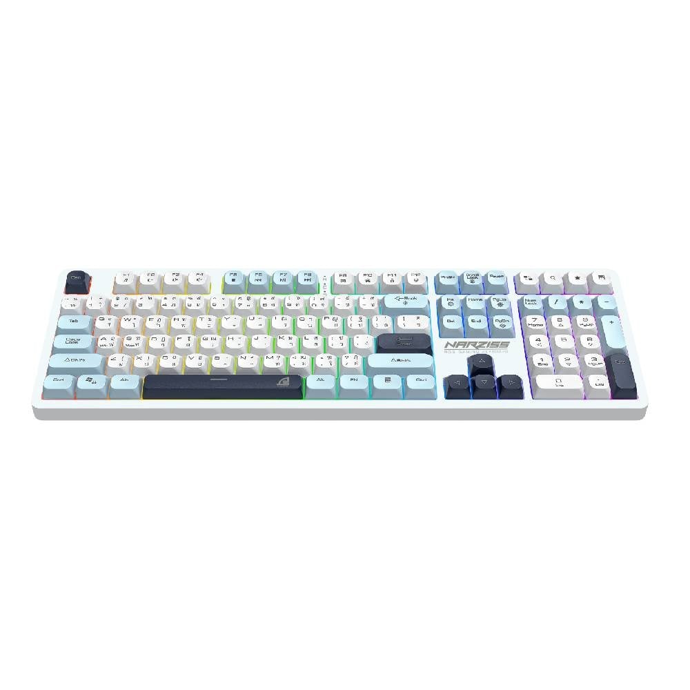 คีย์บอร์ดเกมมิ่ง Signo Gaming Keyboard RGB NARZISS KB-734WB White/Sky Blue