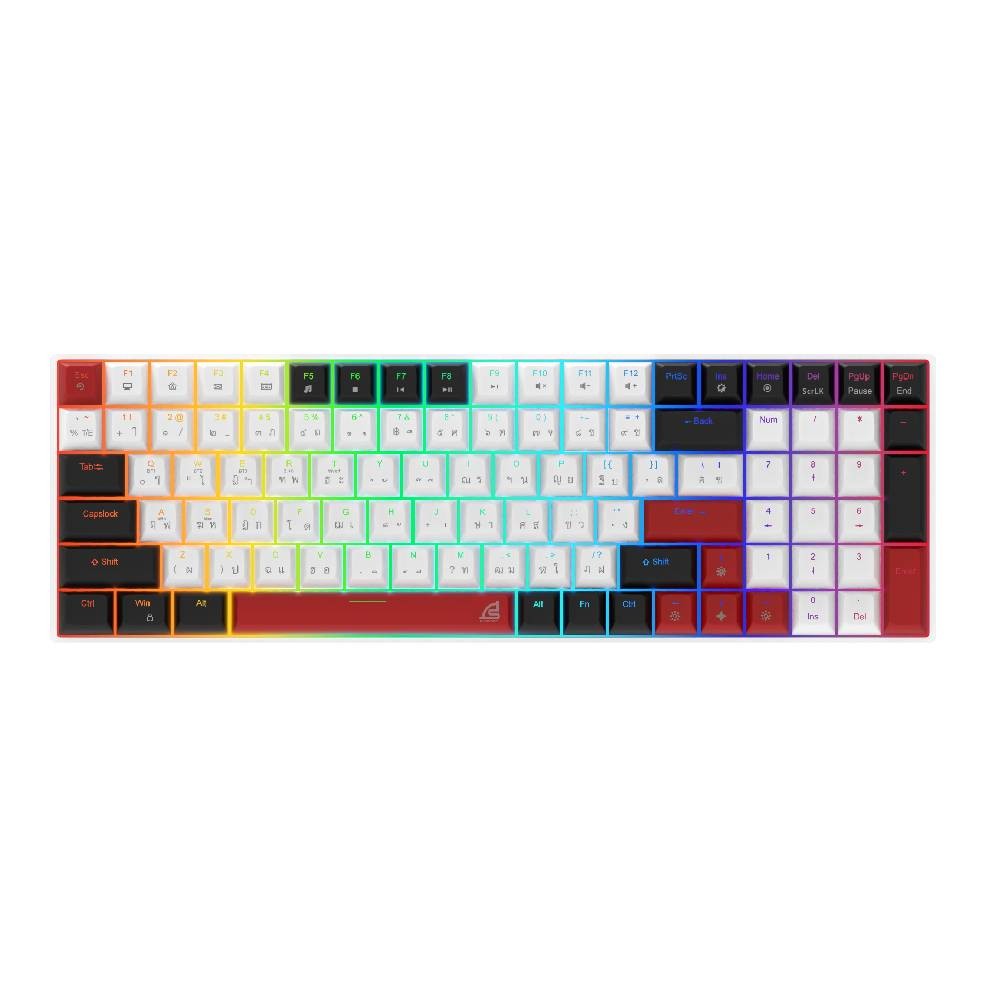 คีย์บอร์ดเกมมิ่ง Signo Gaming Keyboard Tri-Mode Mechanical MAXXUS KB-740W (Yellow Switches)