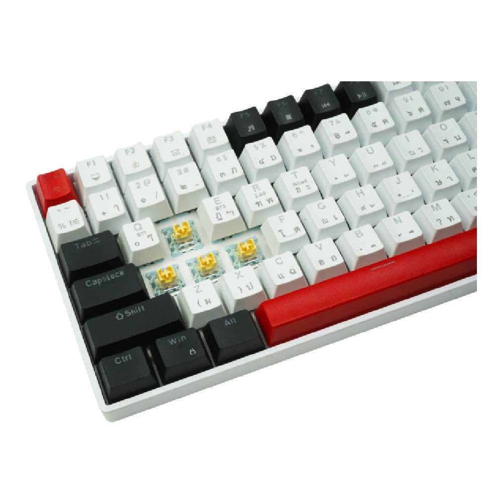 คีย์บอร์ดเกมมิ่ง Signo Gaming Keyboard Tri-Mode Mechanical MAXXUS KB-740W (Pink Switches)