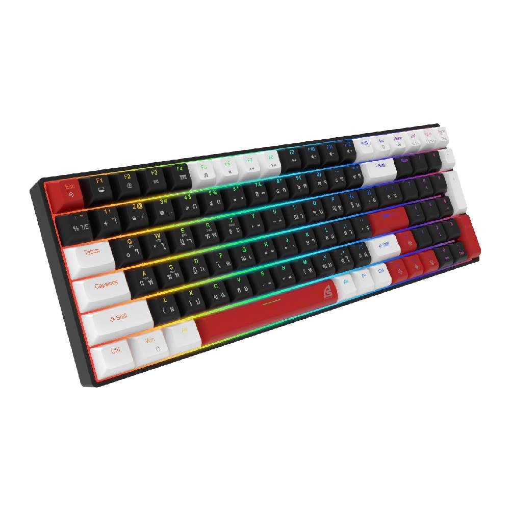 คีย์บอร์ดเกมมิ่ง Signo Gaming Keyboard Tri-Mode Mechanical MAXXUS KB-740BLK (Pink Switches)