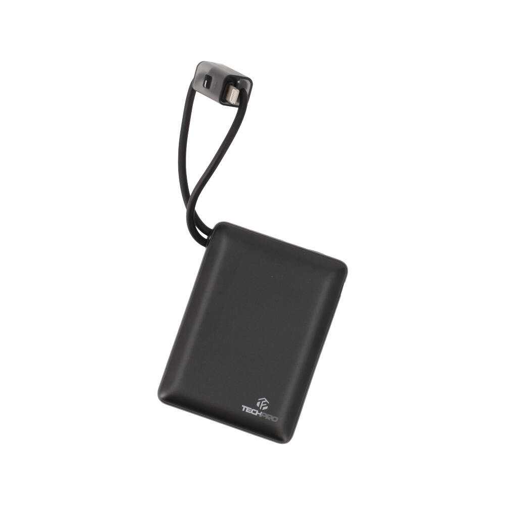 พาวเวอร์แบงค์ TECHPRO 10,000 mAh Built-in Cable PB10-D Black