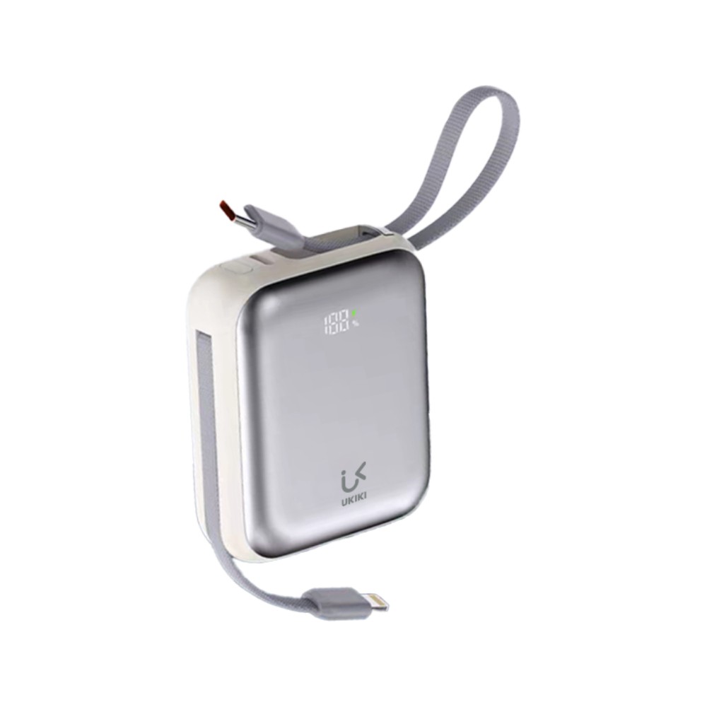 พาวเวอร์แบงค์ Ukiki 10,000 mAh PD35W Built-in Cable Mini Fast KP10-06 (CCC) Silver
