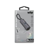 อะแดปเตอร์ฮับ Why Mini Sync Hub Type-C 3 in 1 HB-1066 Gray